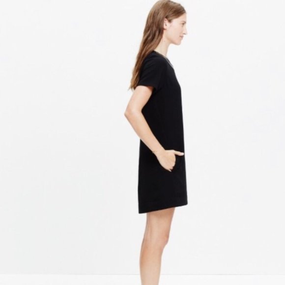 Madewell Leather Trimmed Shift Dress - Picture 2 of 7